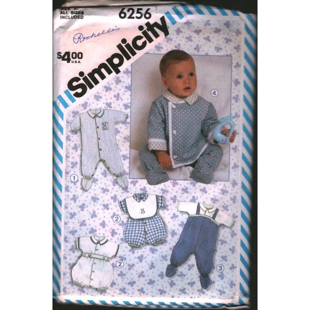 Simplicity 6256 Baby Romper Overalls Shirt Jacket Sewing Pattern All Sizes A